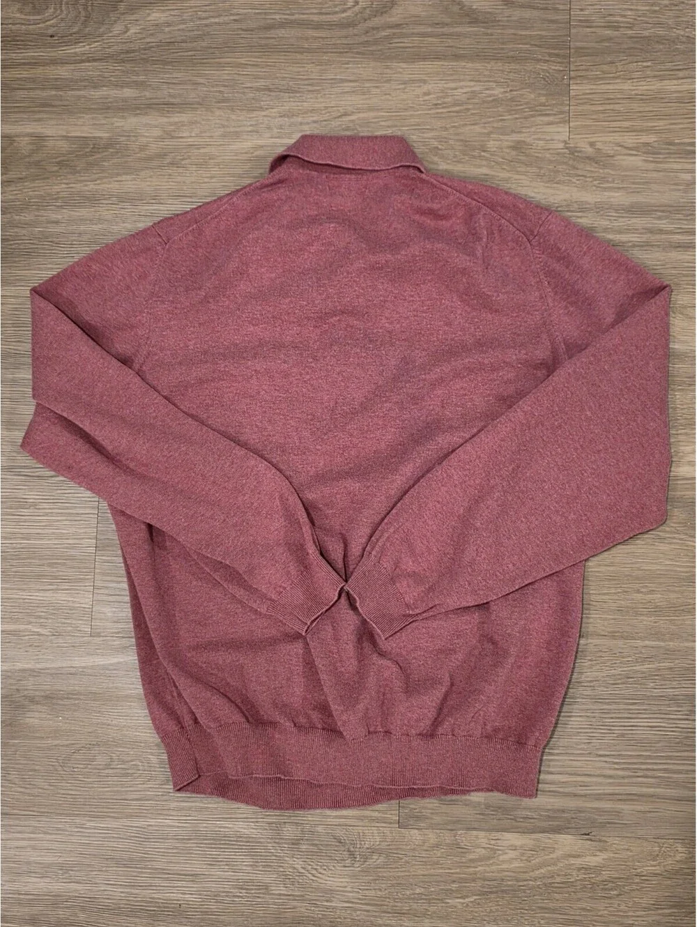 Brooks Brothers 346 Mens Large Pink Knit Long Sleeve Polo Sweater 100% Cotton